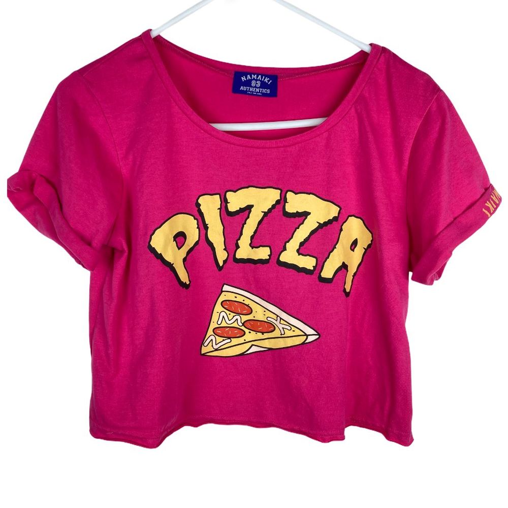 Namaiki Pizza Crop Top Shirt Pink